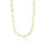 14k Two Tone Gold Long and Short Link Figaro Chain Necklace