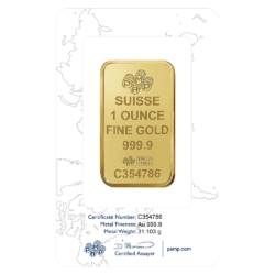 1 oz Gold Bar - PAMP Suisse (Carded)
