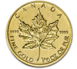 1/10 oz Gold Maple Leaf (Year Varies - Sealed)